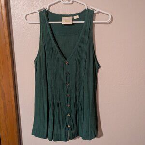 Maeve by Anthropologie | Green Pleated Tank
